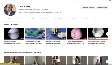 Looking for more regenerative medicine videos, lectures, testimonials, and orthopedic surgery videos?