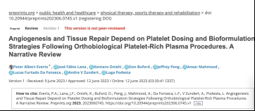 PRP Dosing is related to new blood vessel formation and tissue repair!
