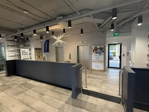 3310 Live Oak building lobby with reception desk and elevators