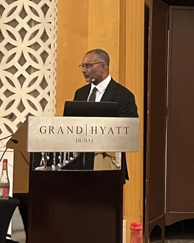 Don Buford, M.D. presenting at a conference at the Grand Hyatt Dubai